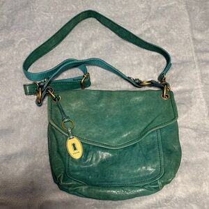 Fossil- Green Leather Crossbody Bag